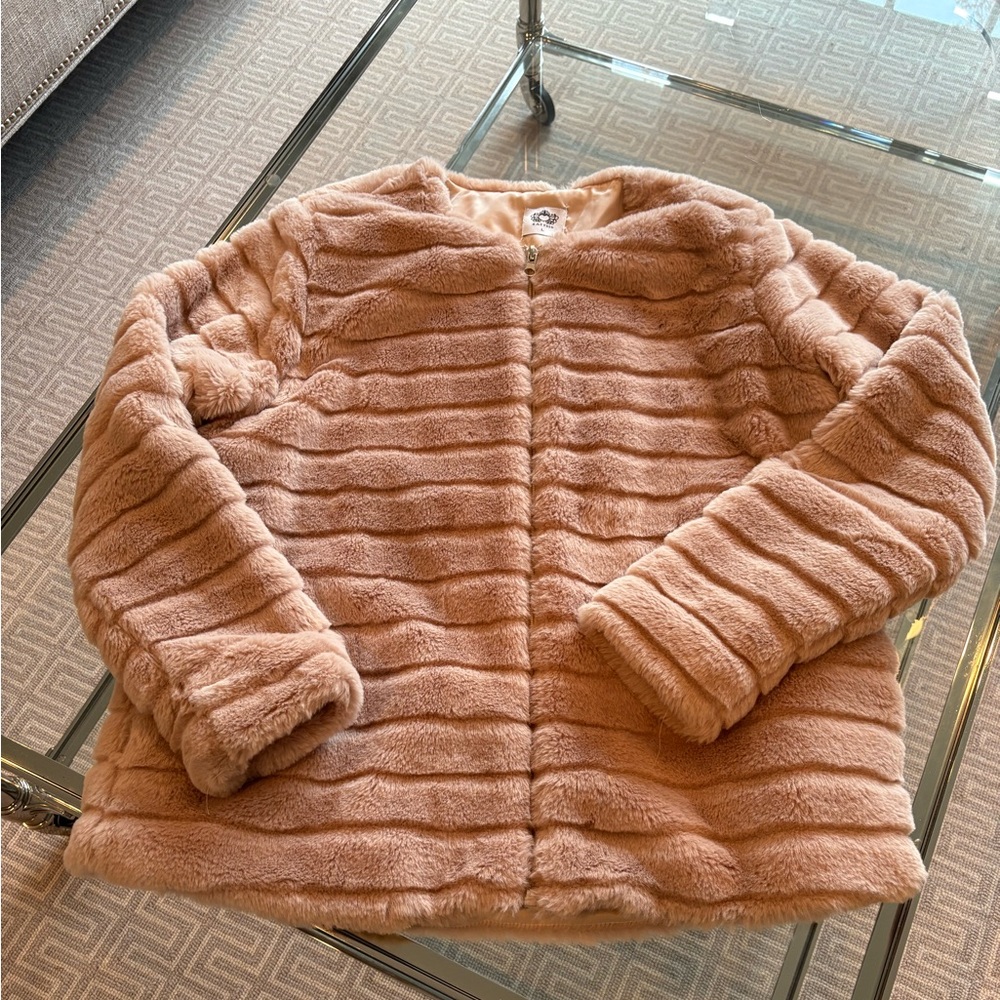 Blush pink faux fur jacket